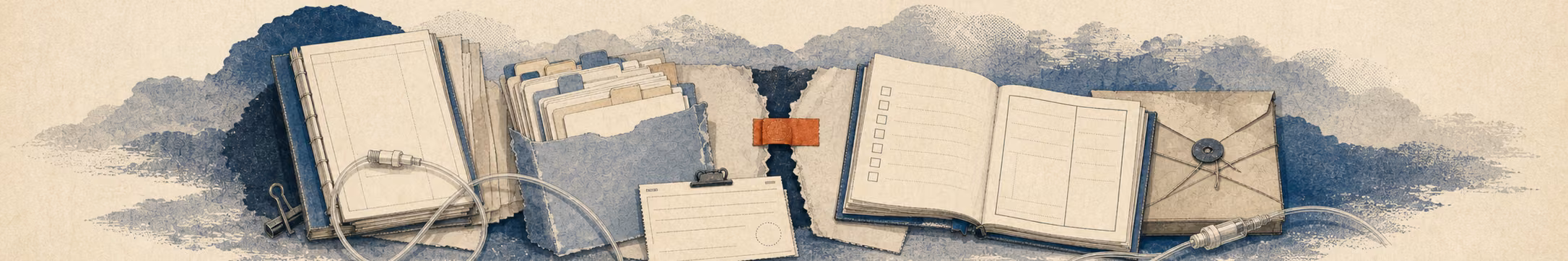 Woodblock-style banner of an IV drip bag, a US map, a stethoscope, and a clipboard